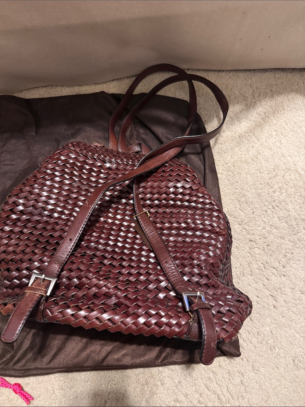 HOBO Woven Leather Messenger Bag in Dark Brown - Picture 2 of 2